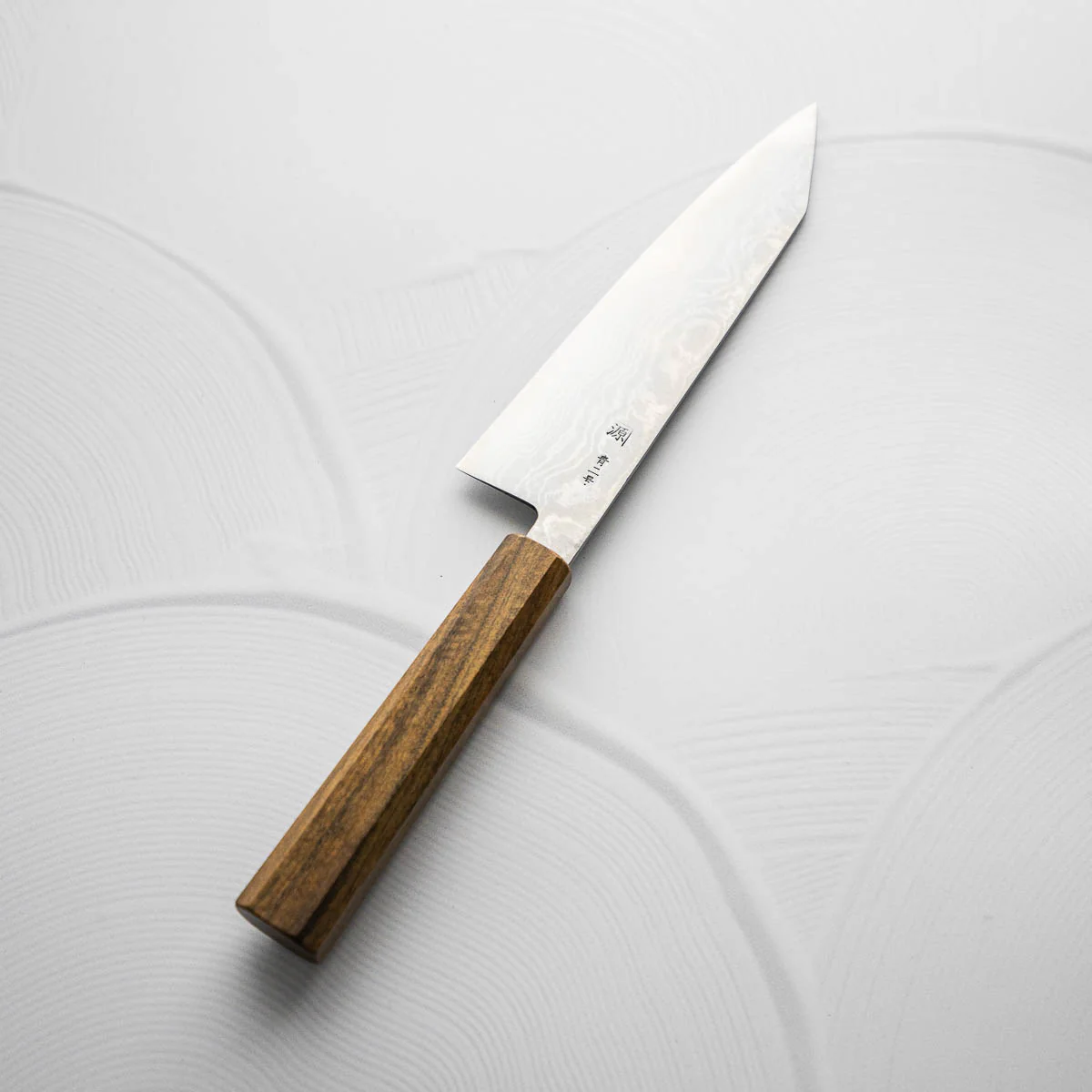 Shigeki Tanaka Blue 2 Damascus Bunka 180mm - Image 6