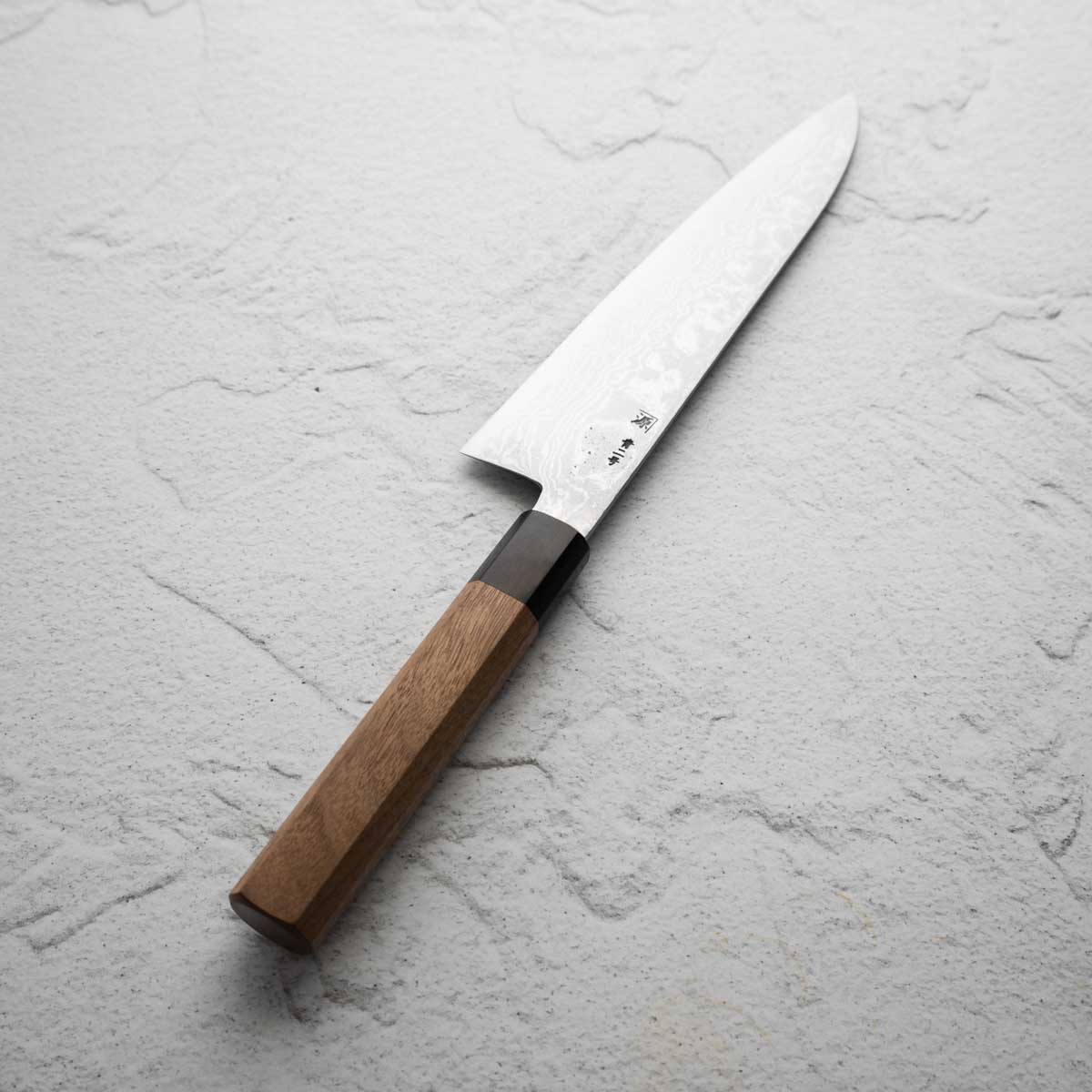 Shigeki Tanaka Blue 2 Damascus Gyuto 210mm - Image 6