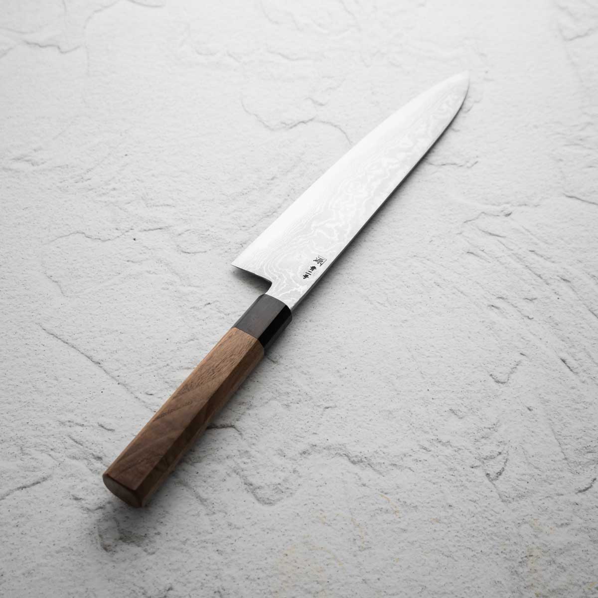 Shigeki Tanaka Blue 2 Damascus Gyuto 240mm - Image 4
