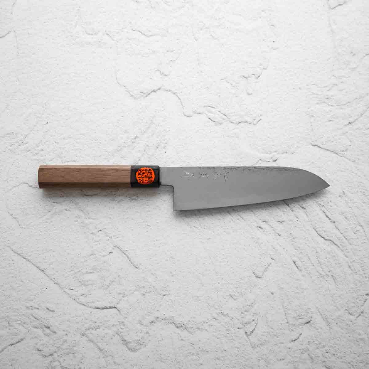 Shigeki Tanaka Blue 2 Damascus Santoku 165mm - Image 5