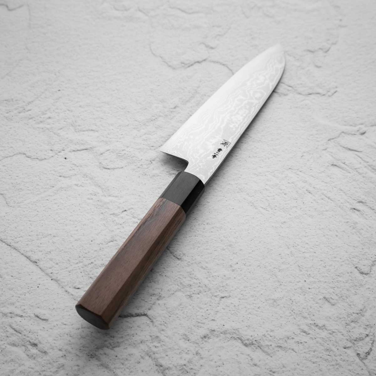 Shigeki Tanaka Blue 2 Damascus Santoku 165mm - Image 6