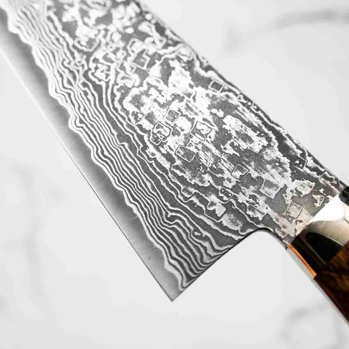 Shigeki Tanaka R2 Damascus Gyuto 180mm - Western Ironwood - Image 6