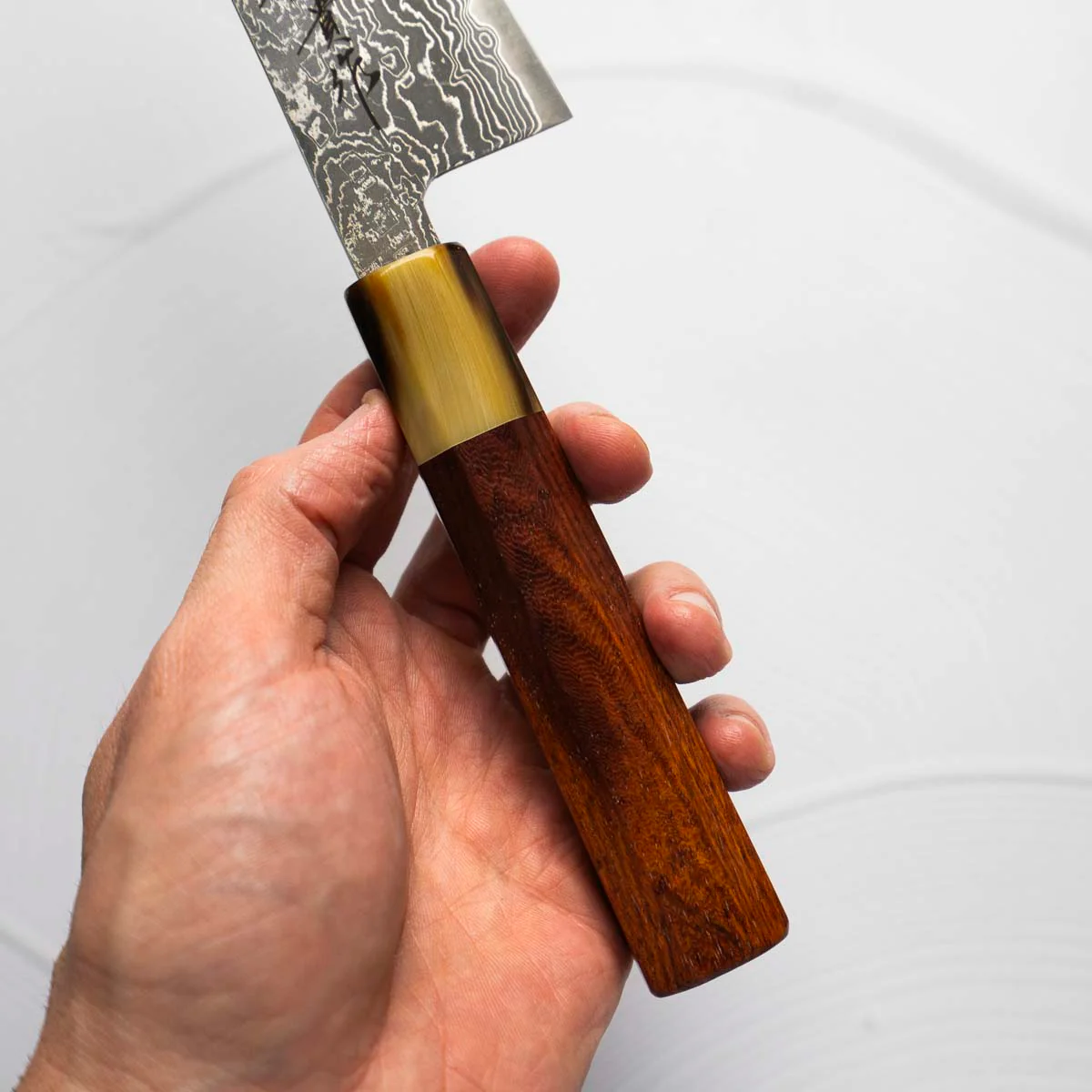 Shigeki Tanaka R2/SG2 Black Damascus Gyuto 180mm - Snakewood - Image 5