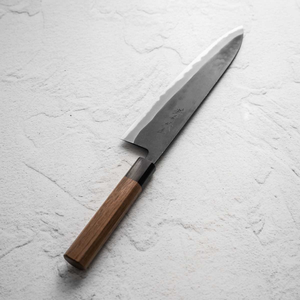 Shiro Kamo Blue 2 Kurouchi Gyuto 240mm - Image 5