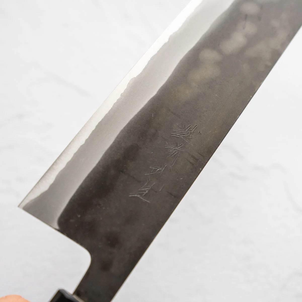 Shiro Kamo Blue Super SS Clad Kurouchi Nakiri 165mm - Image 4