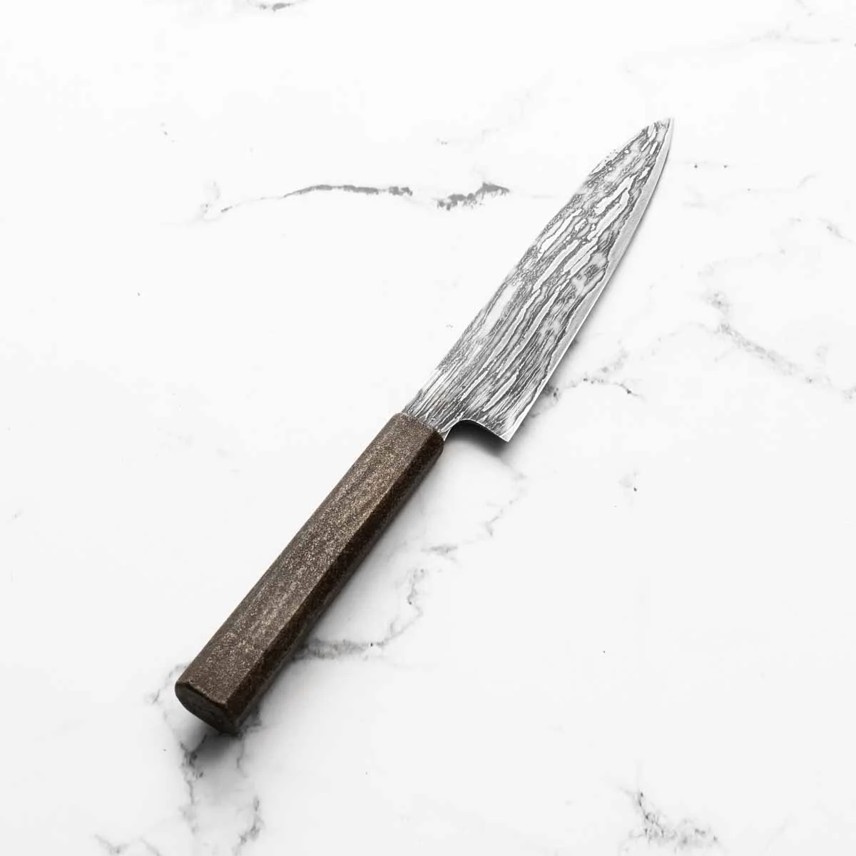 Tadafusa Blue 2 Hon-Sanmai Experimental Damascus Damascus Petty 150mm - Image 2
