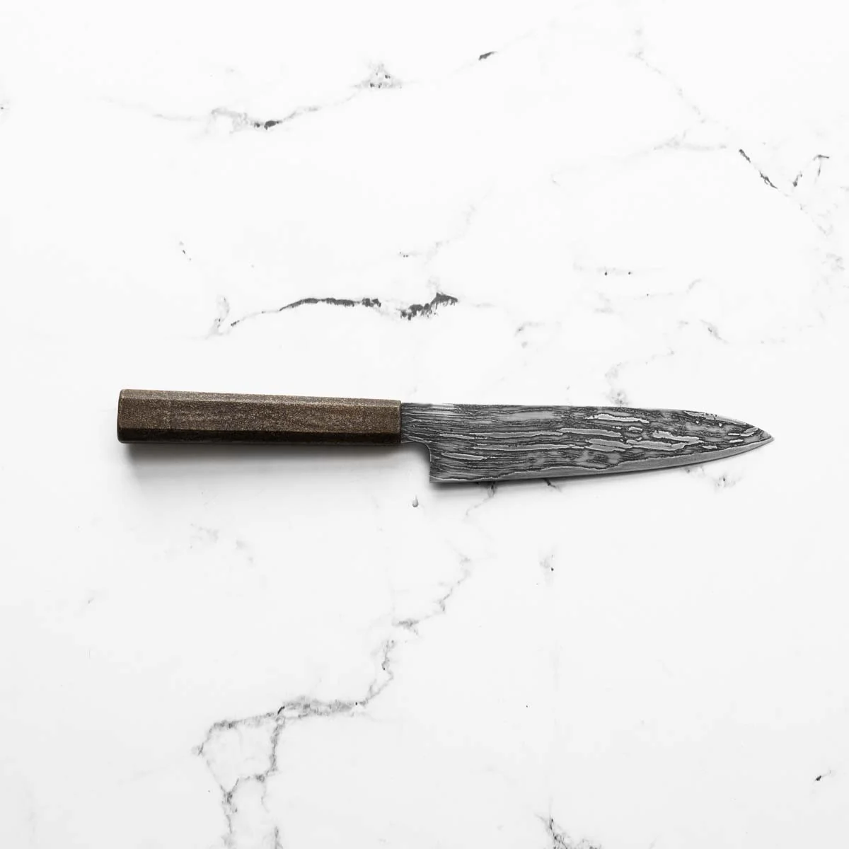Tadafusa Blue 2 Hon-Sanmai Experimental Damascus Damascus Petty 150mm - Image 4