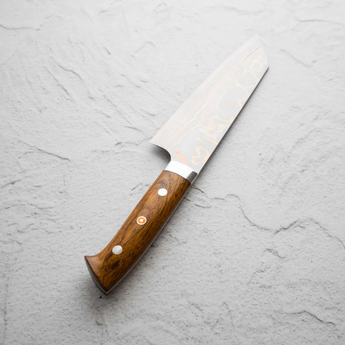 Takeshi Saji Blue 2 Rainbow Damascus Bunka 175mm - Image 6