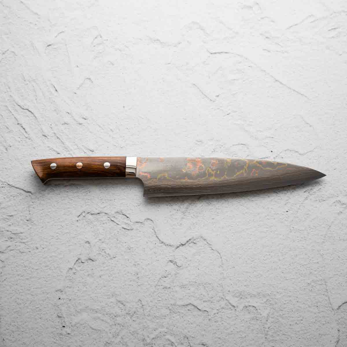 Takeshi Saji Blue 2 Rainbow Damascus Gyuto 210mm - Image 3