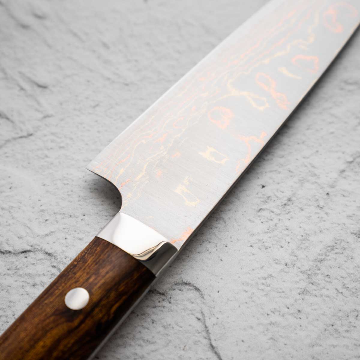 Takeshi Saji Blue 2 Rainbow Damascus Gyuto 210mm - Image 4