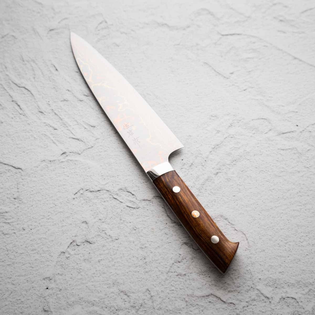 Takeshi Saji Blue 2 Rainbow Damascus Gyuto 210mm - Image 7