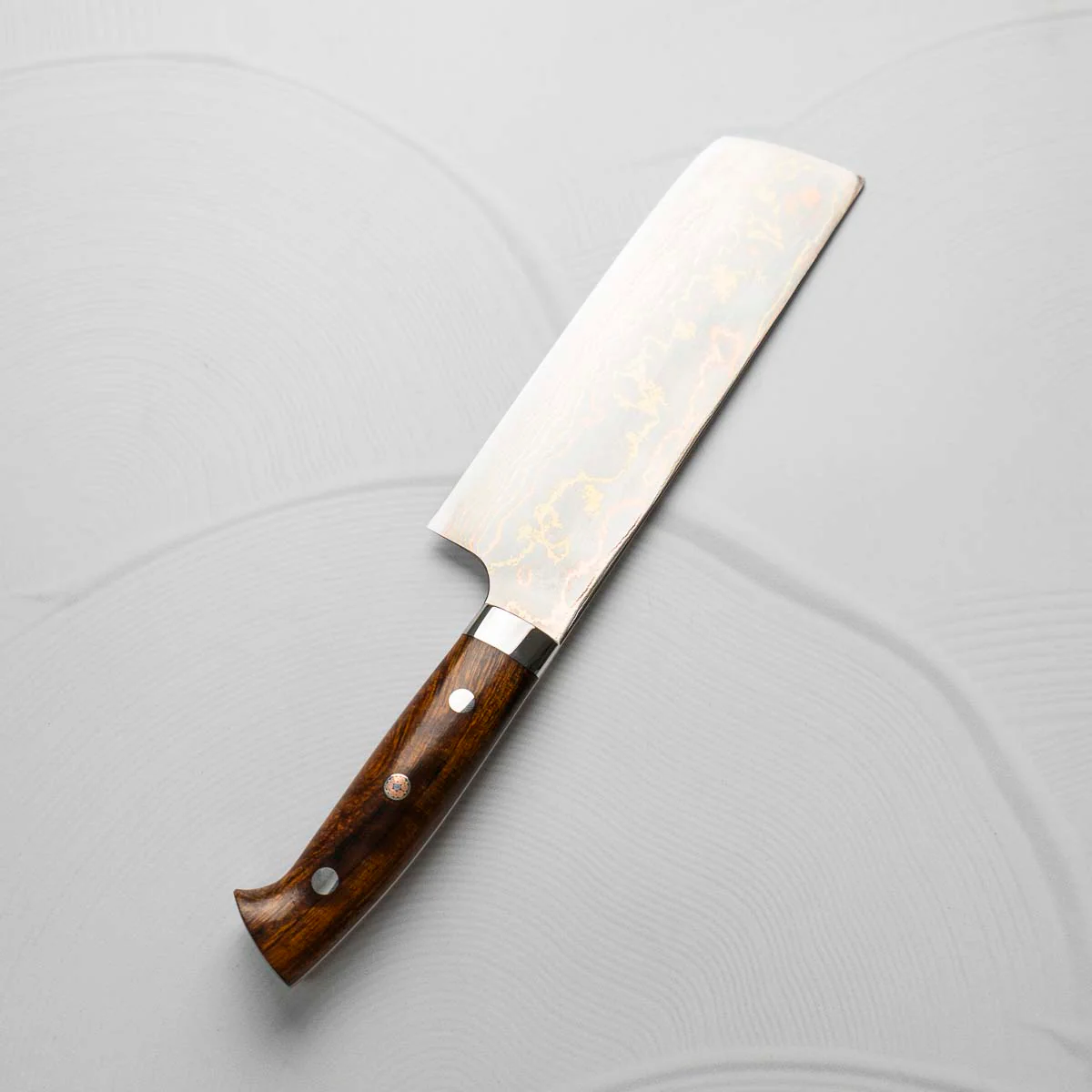 Takeshi Saji Blue 2 Rainbow Damascus Nakiri 175mm - Image 3