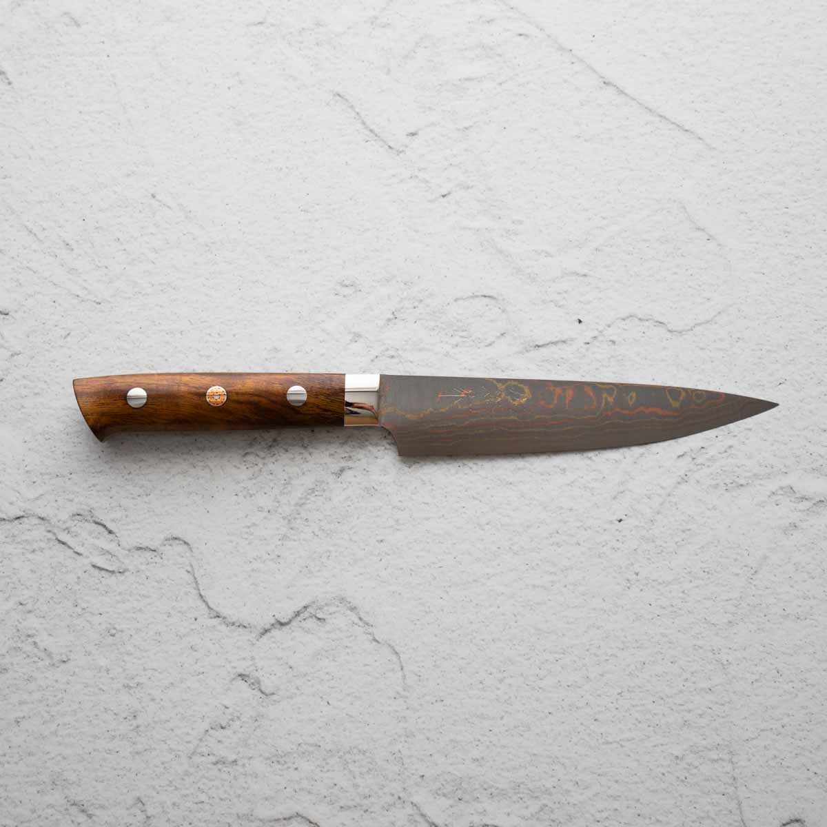 Takeshi Saji Blue 2 Rainbow Damascus Petty 135mm - Image 5
