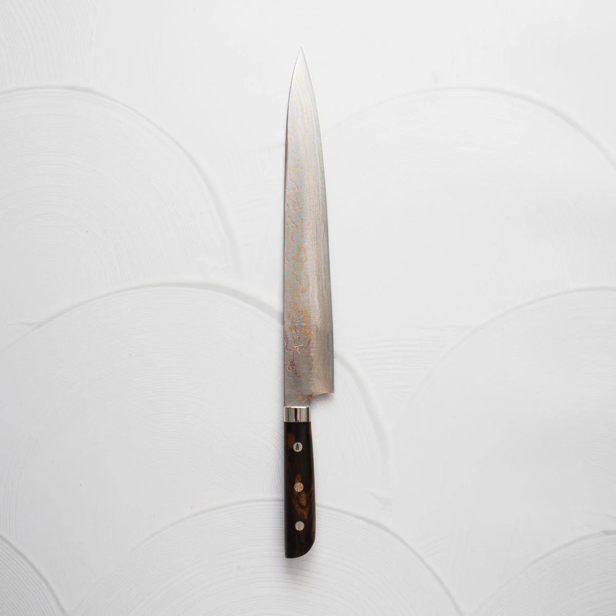 Takeshi Saji Blue 2 Rainbow Damascus Sujihiki 270mm - Image 5