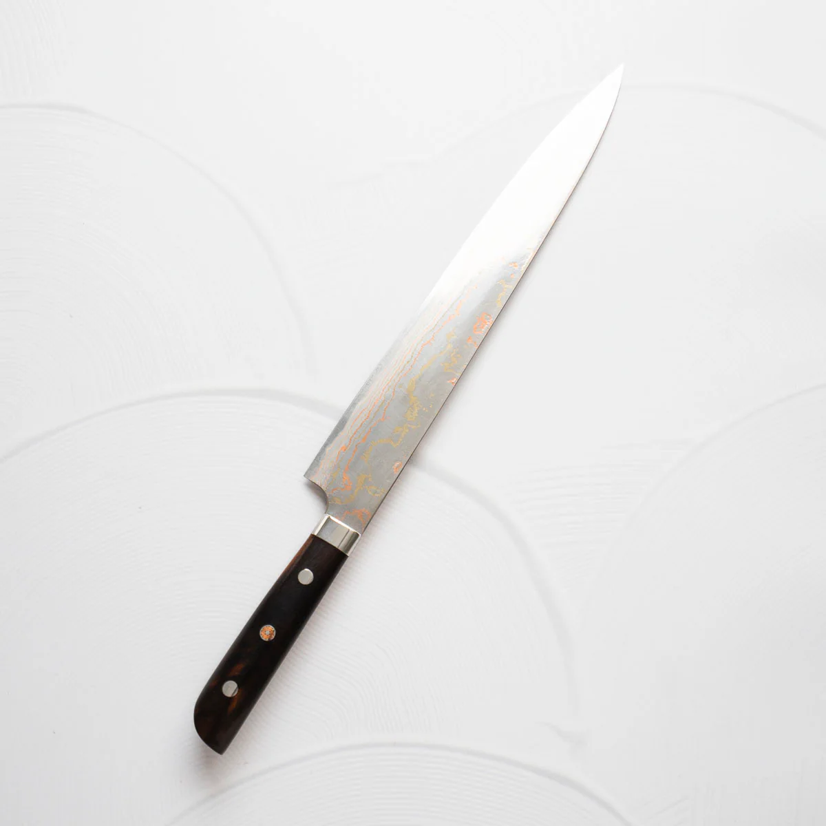 Takeshi Saji Blue 2 Rainbow Damascus Sujihiki 270mm - Image 7
