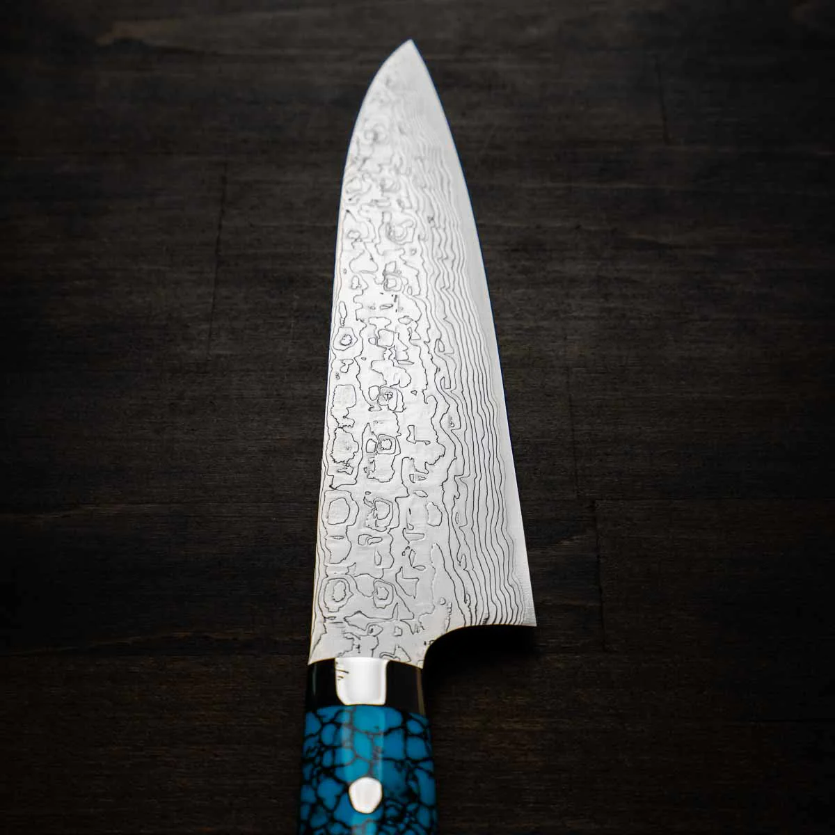 Takeshi Saji R2/SG2 Diamond Damascus Gyuto 210mm - Turquoise - Image 2