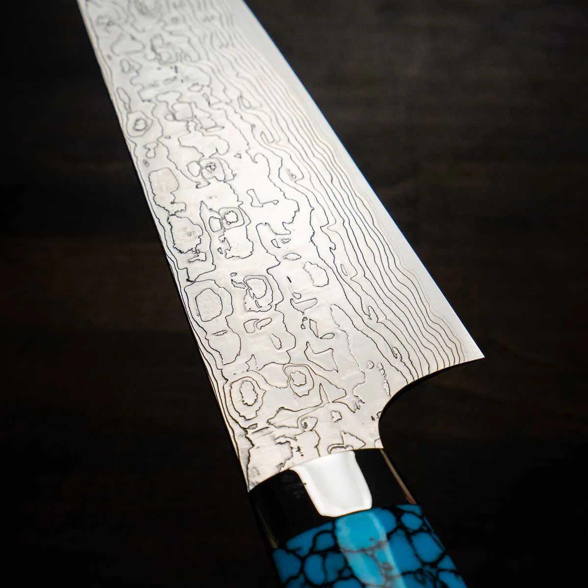 Takeshi Saji R2/SG2 Diamond Damascus Gyuto 210mm - Turquoise - Image 3