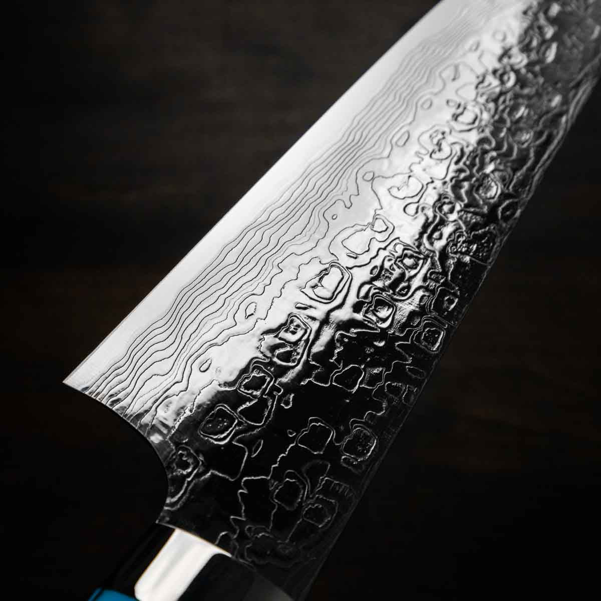 Takeshi Saji R2/SG2 Diamond Damascus Gyuto 210mm - Turquoise - Image 4