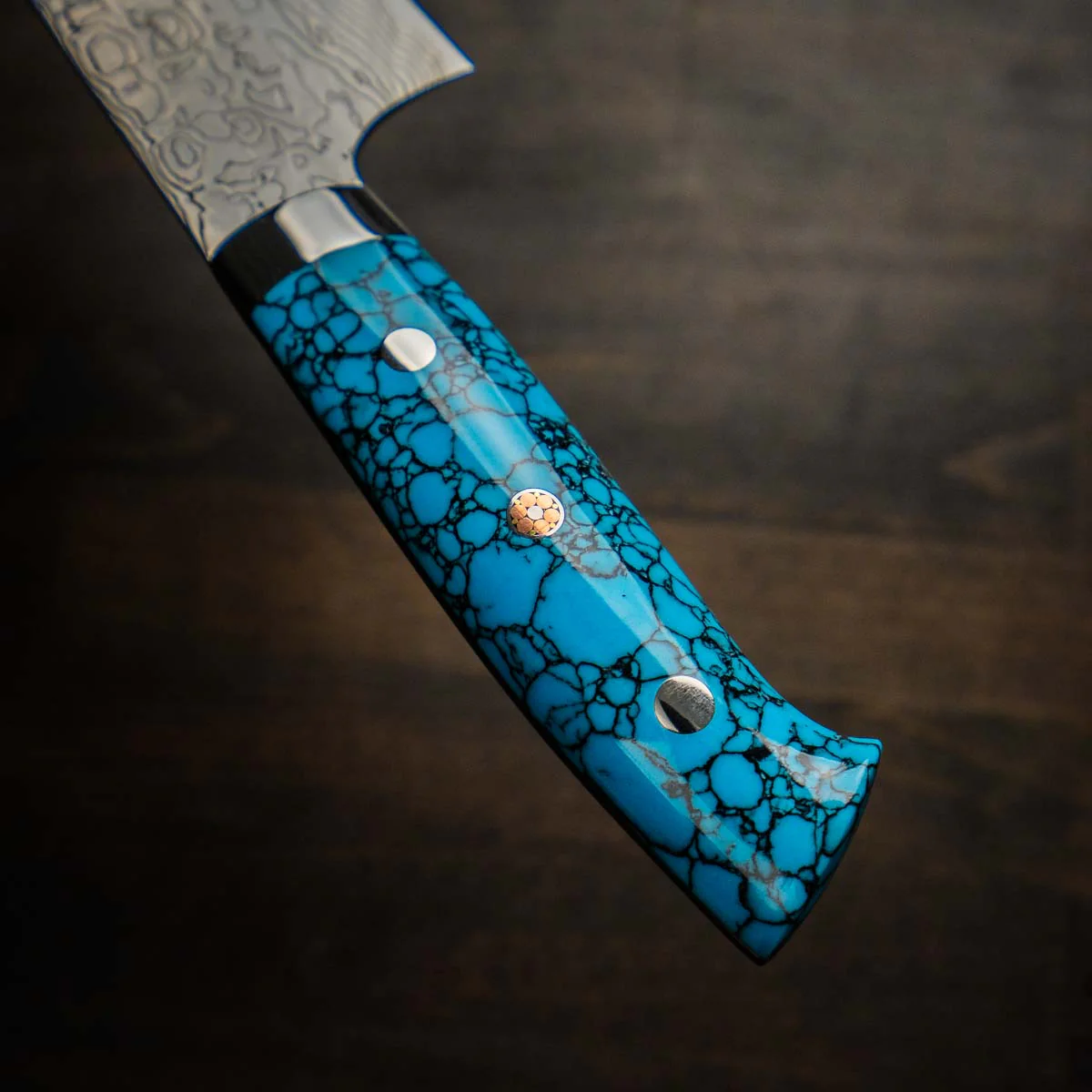 Takeshi Saji R2/SG2 Diamond Damascus Gyuto 210mm - Turquoise - Image 7