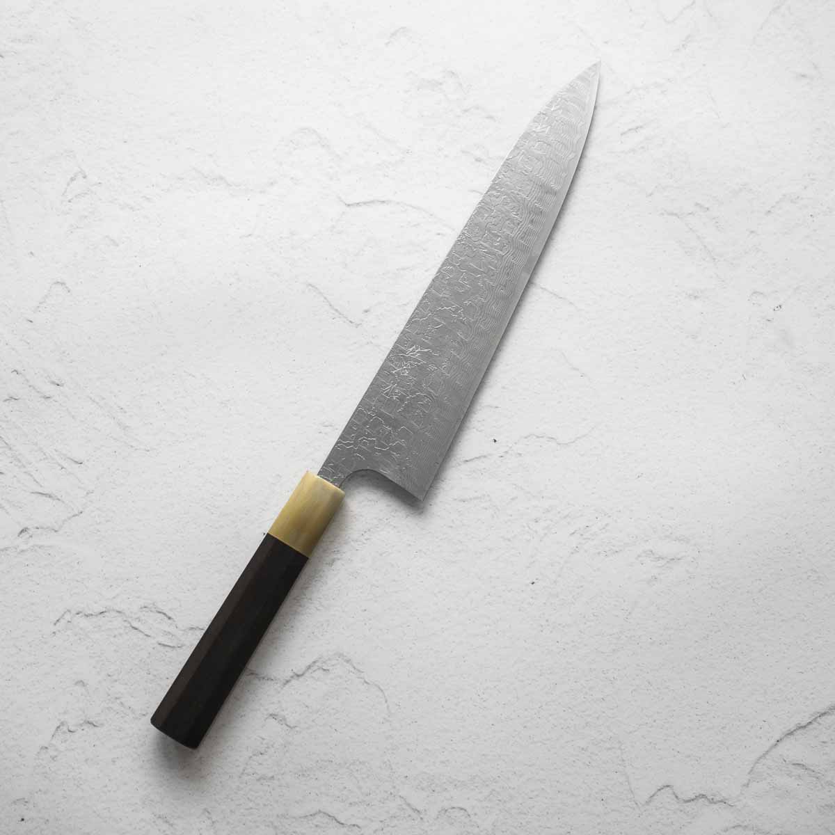 Takeshi Saji R2/SG2 Diamond Damascus Gyuto 240mm - African Blackwood - Image 7