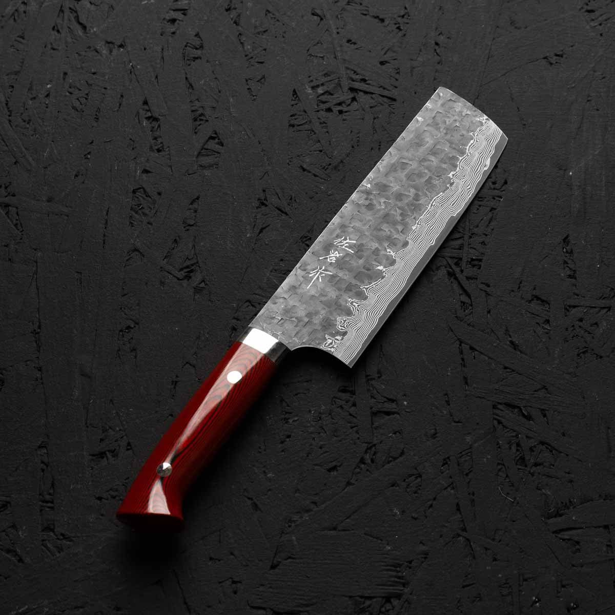 Takeshi Saji VG10 Forged Tsuchime Nakiri - Red Weave - Image 2