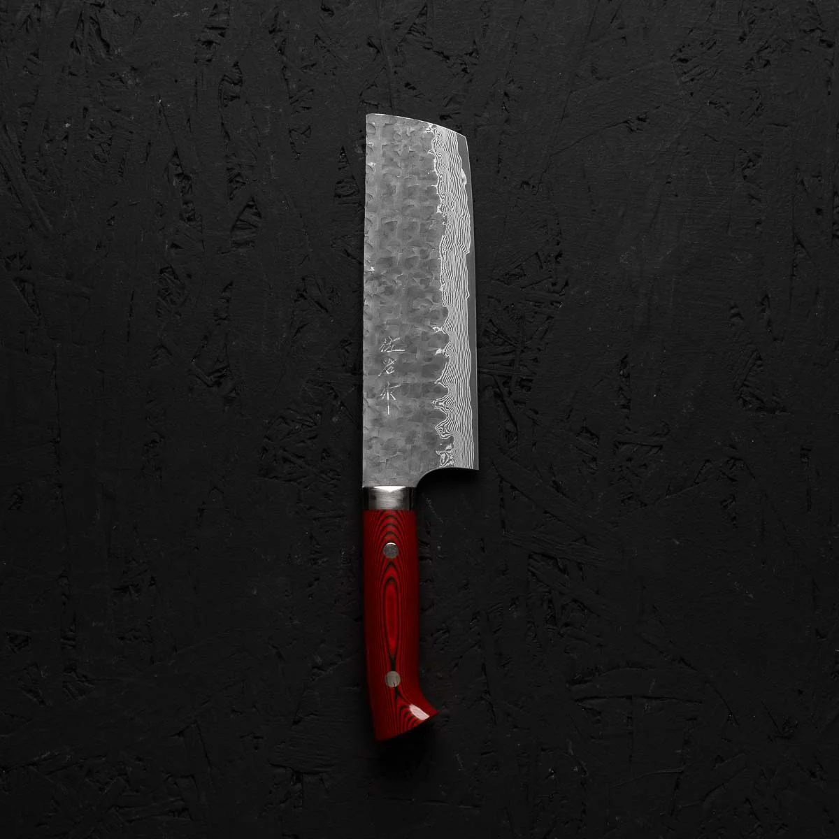 Takeshi Saji VG10 Forged Tsuchime Nakiri - Red Weave - Image 3