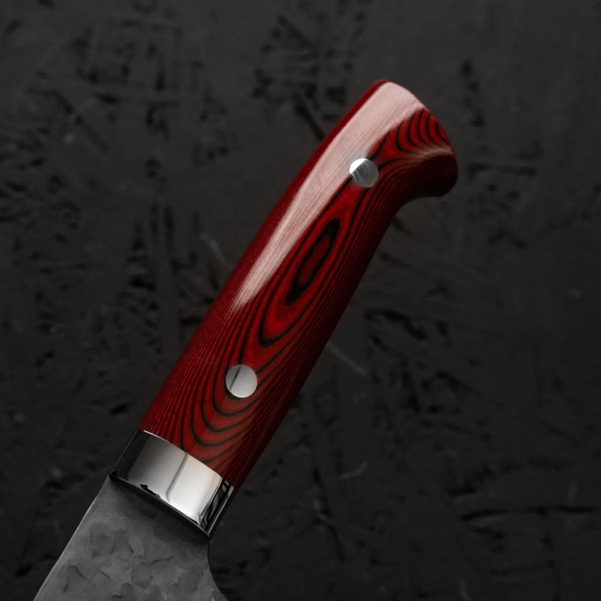 Takeshi Saji VG10 Forged Tsuchime Nakiri - Red Weave - Image 5