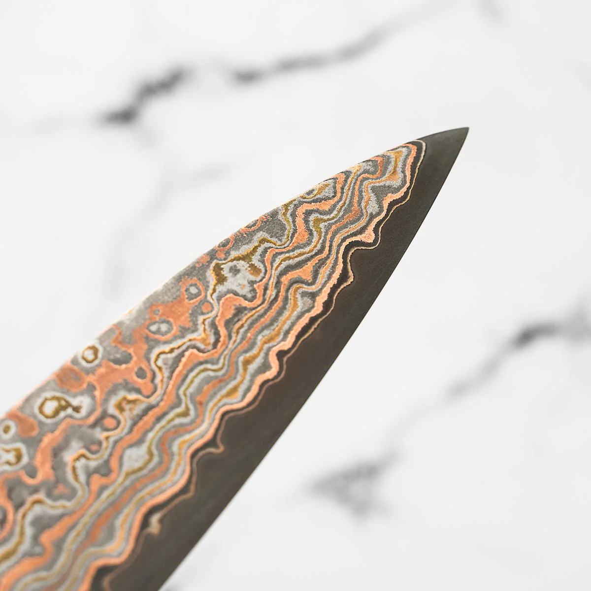 Takeshi Saji VG10-W Nashiji Rainbow Damascus Petty 135mm - Dark Maple - Image 7
