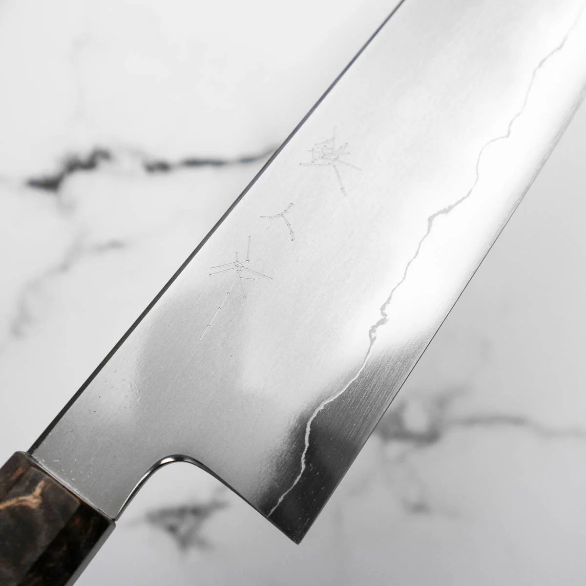 Tetsujin Hamono Ginsan Kasumi Gyuto 210mm - Dark Maple - Image 6
