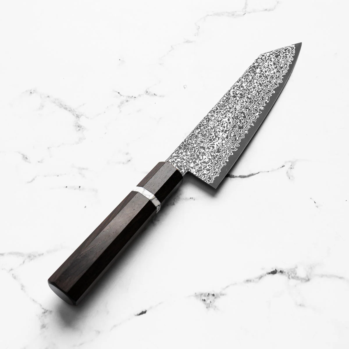 Toshitaka VG10 Damascus Bunka 180mm - Ebony & White Spacer - Image 2