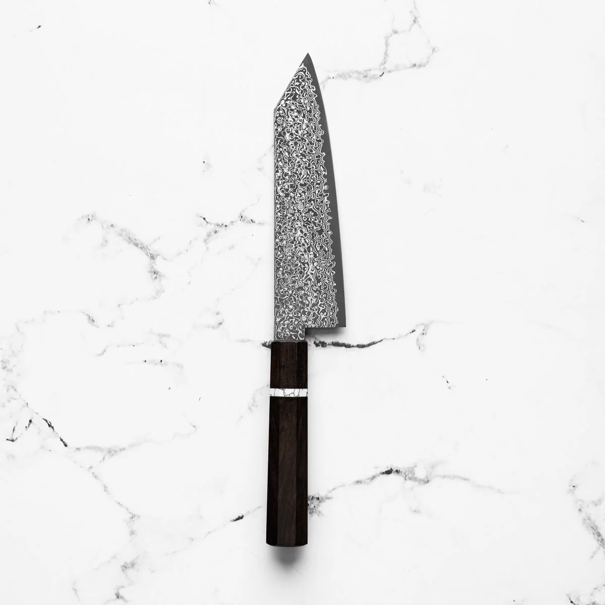 Toshitaka VG10 Damascus Bunka 180mm - Ebony & White Spacer - Image 3