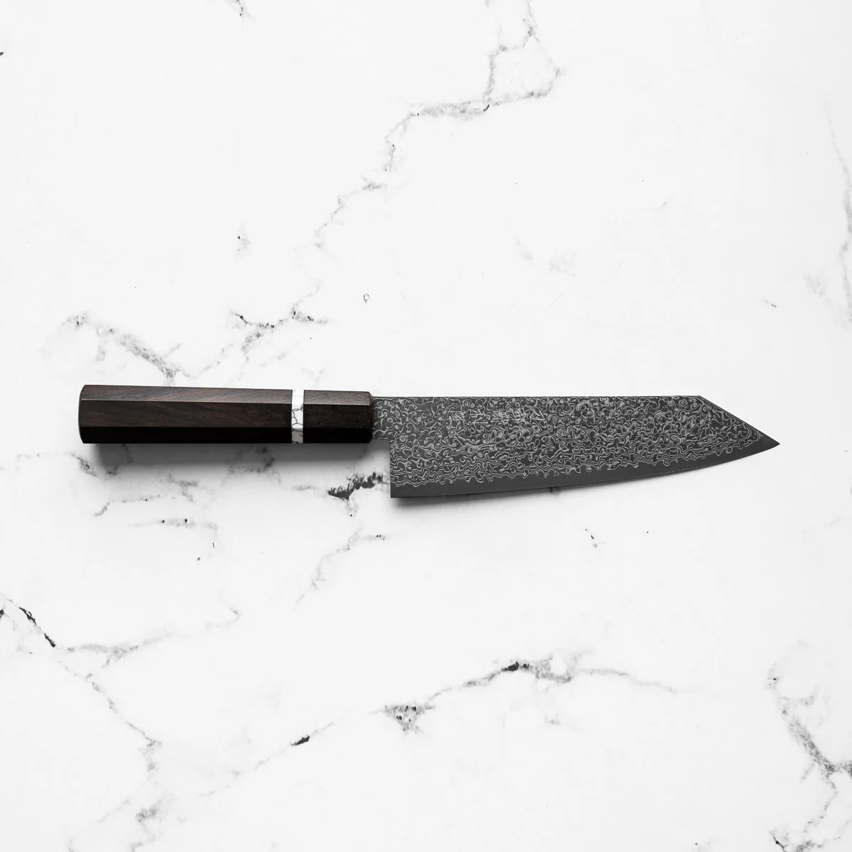 Toshitaka VG10 Damascus Bunka 180mm - Ebony & White Spacer - Image 4