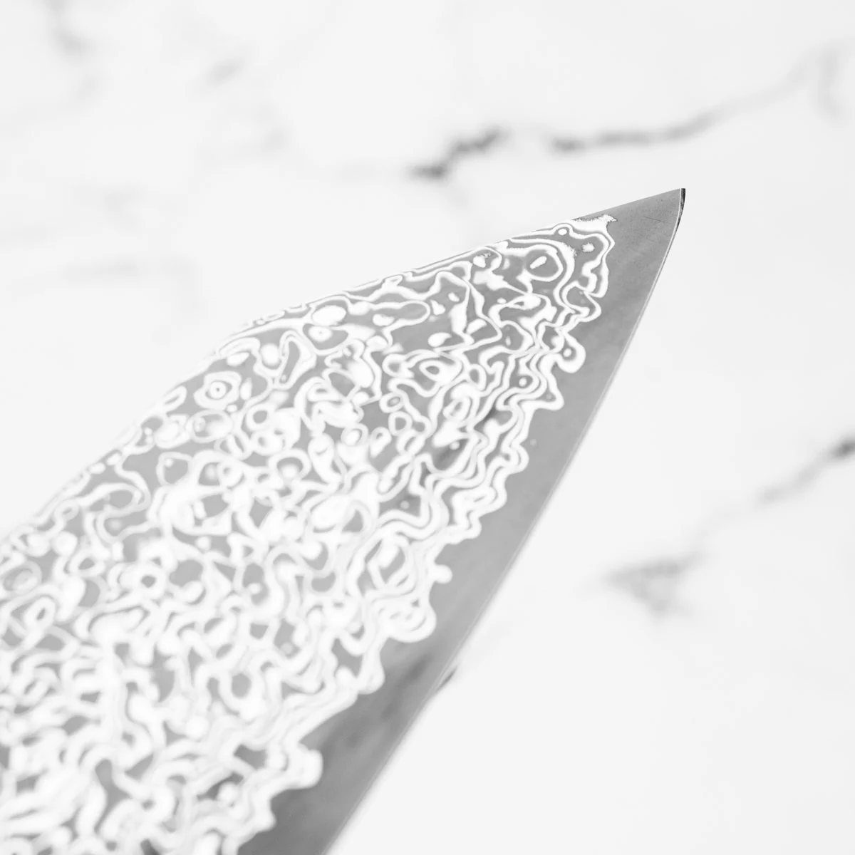 Toshitaka VG10 Damascus Bunka 180mm - Ebony & White Spacer - Image 7
