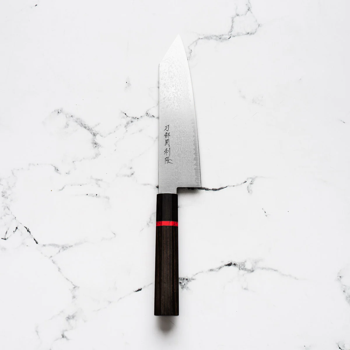 Toshitaka VG10 Damascus Migaki Bunka 180mm - Ebony & Red Spacer - Image 3