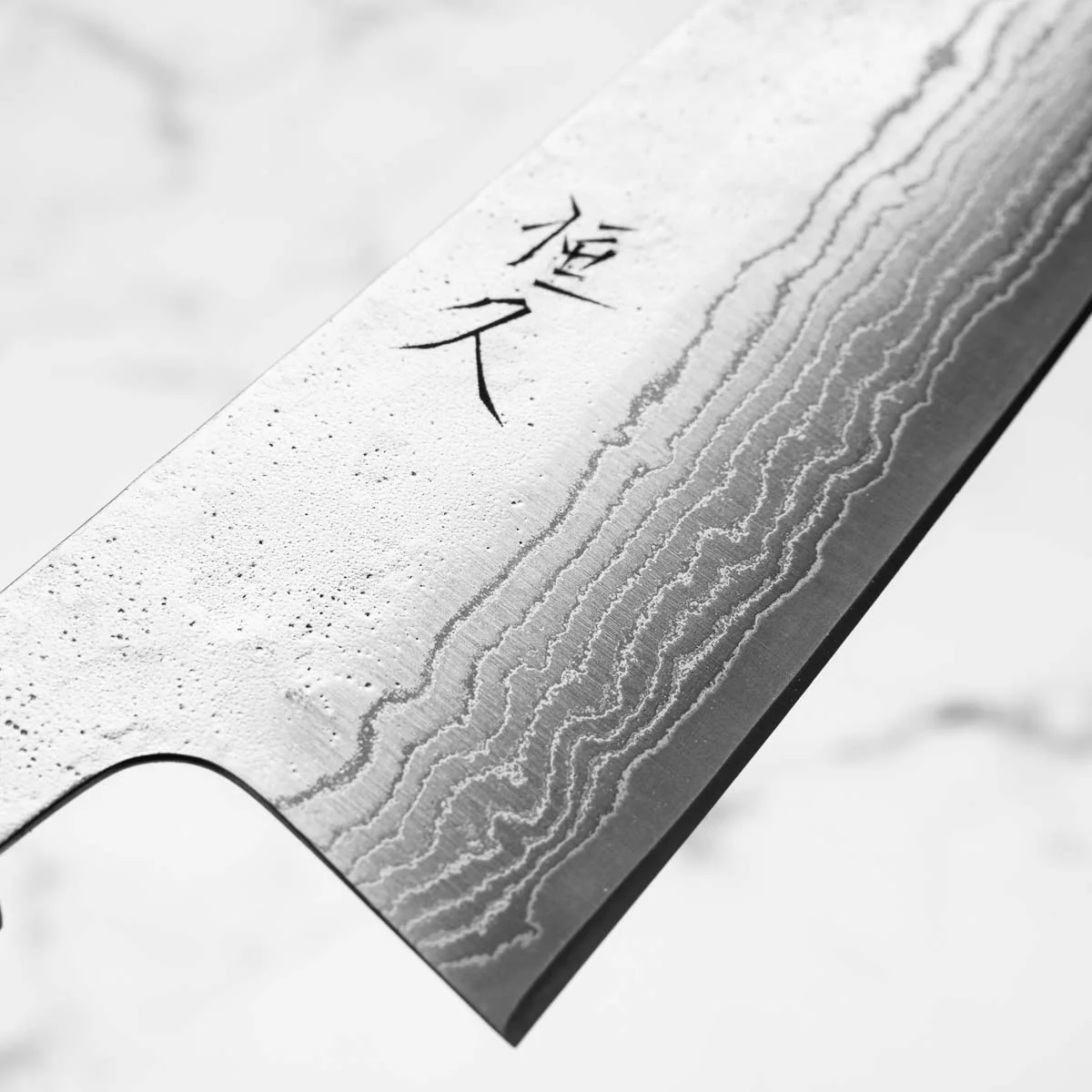 Tsunehisa 440C Damascus Tsuchime Gyuto 210mm - Dark Maple - Image 5
