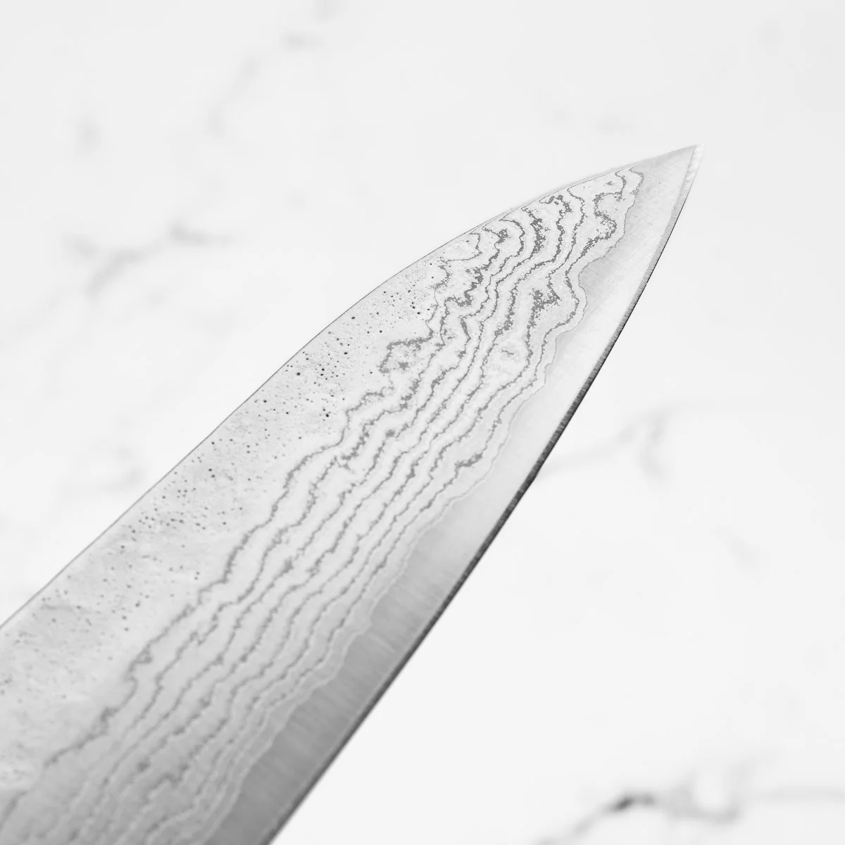 Tsunehisa 440C Damascus Tsuchime Gyuto 210mm - Dark Maple - Image 7
