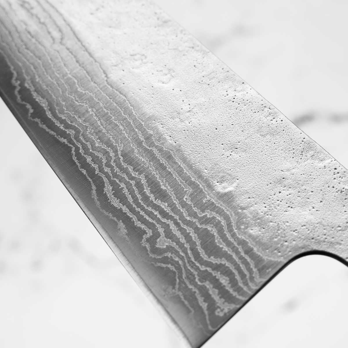 Tsunehisa 440C Damascus Tsuchime Gyuto 210mm - Maple Turquoise - Image 6