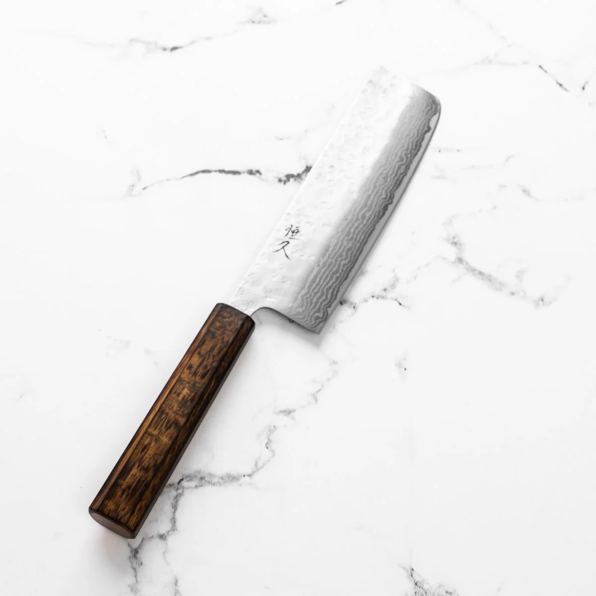 Tsunehisa 440C Damascus Tsuchime Nakiri 165mm - Image 2