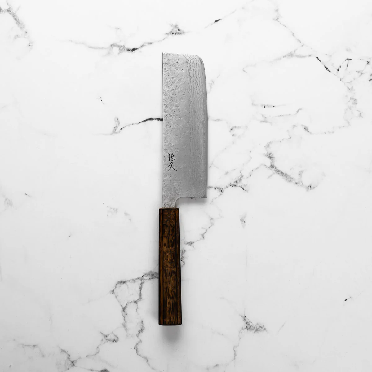 Tsunehisa 440C Damascus Tsuchime Nakiri 165mm - Image 3
