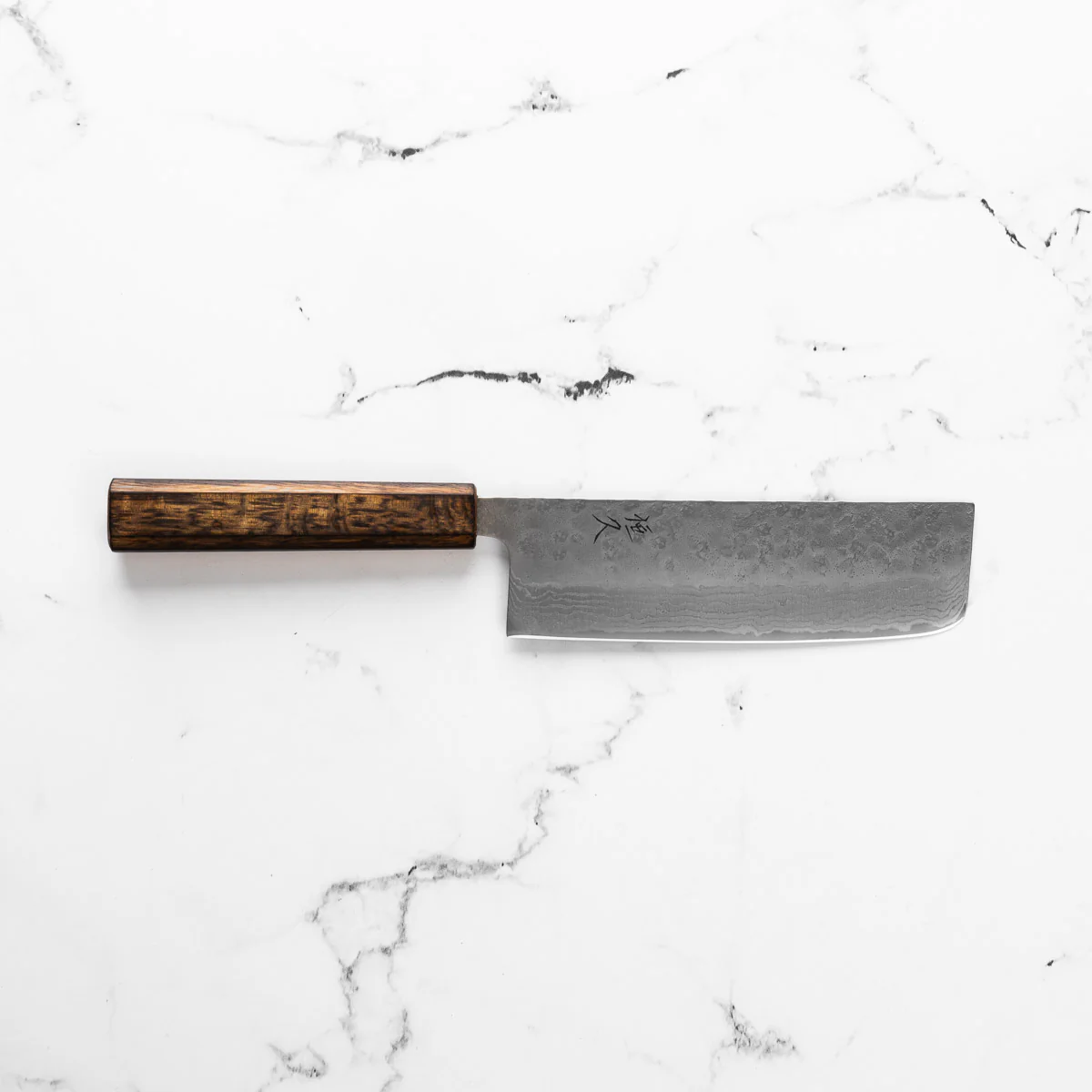 Tsunehisa 440C Damascus Tsuchime Nakiri 165mm - Image 4