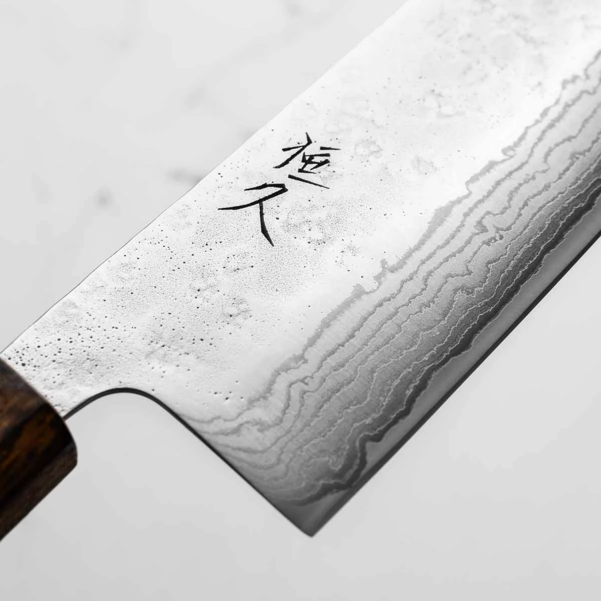 Tsunehisa 440C Damascus Tsuchime Nakiri 165mm - Image 5