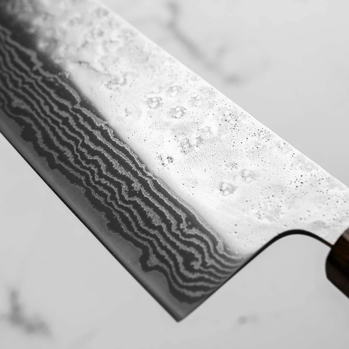 Tsunehisa 440C Damascus Tsuchime Nakiri 165mm - Image 6