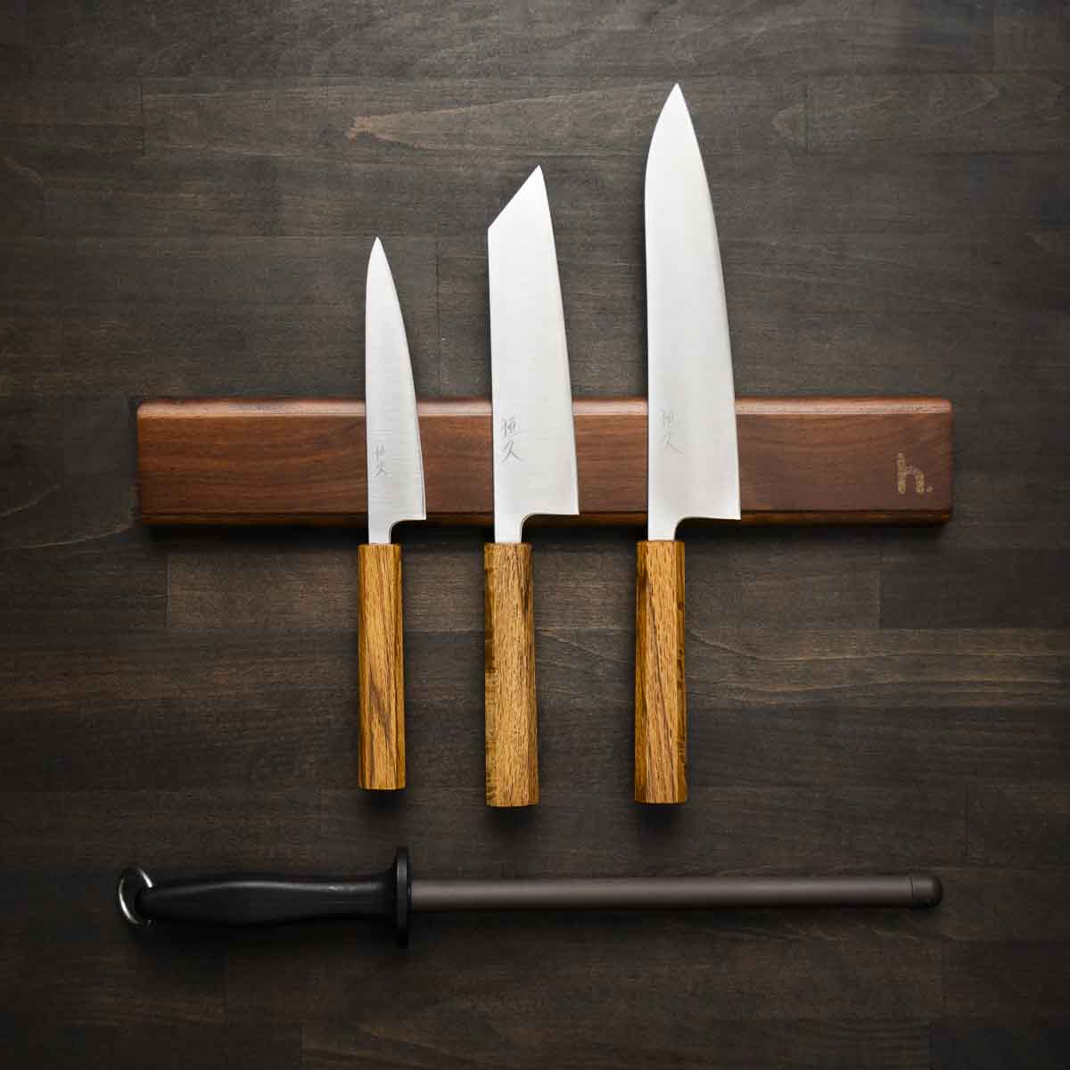 Tsunehisa Ginsan Migaki - 3 Knife Set With Magnetic Strip - Image 2