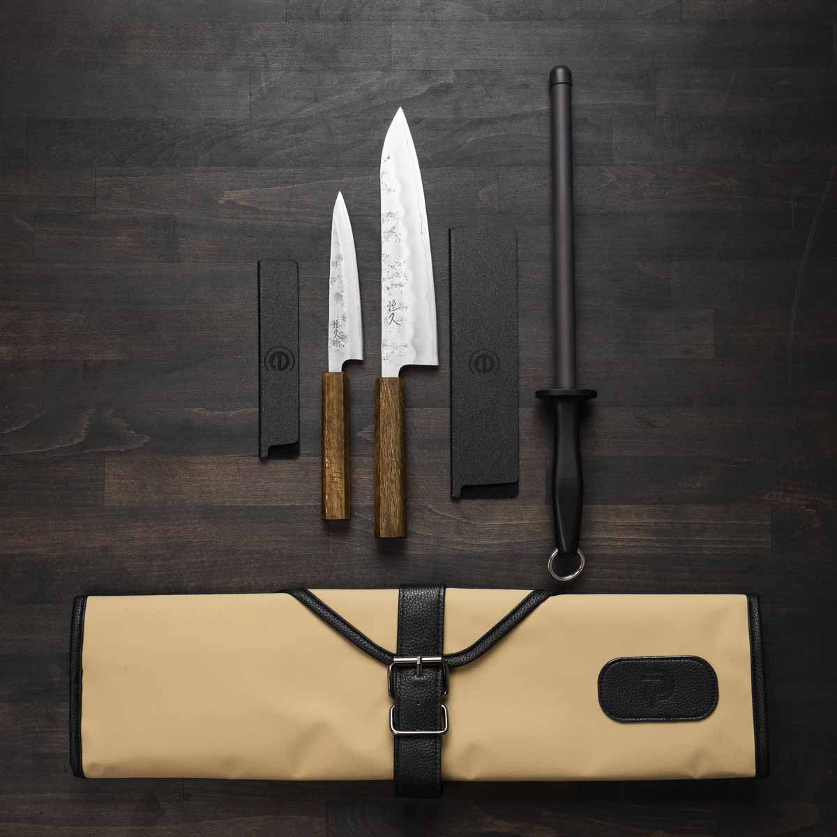 Tsunehisa Ginsan Nashiji 2 Knife Set with Porter Knife Roll - Image 3