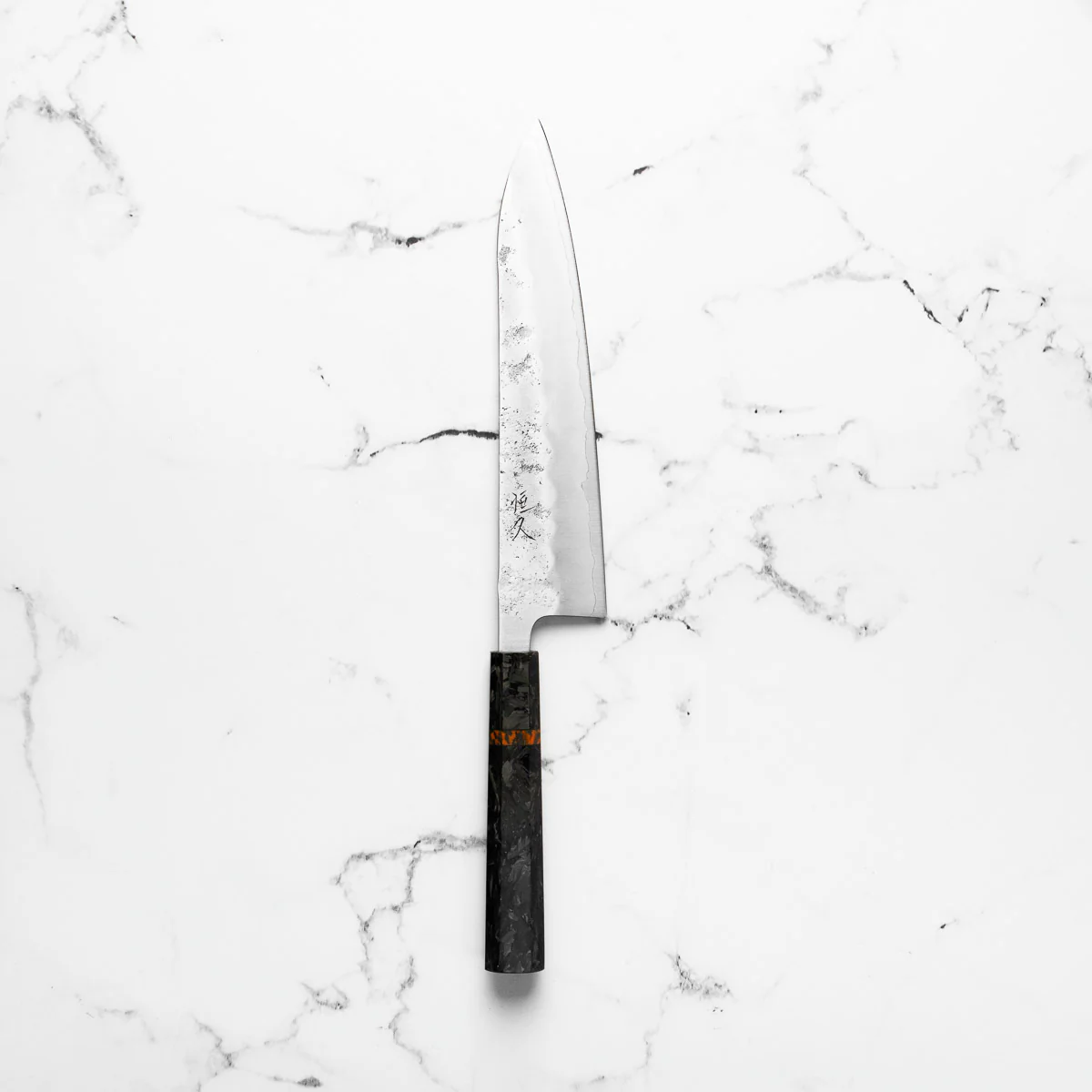 Tsunehisa Ginsan Nashiji Gyuto 210mm - Carbon Fibre - Image 3