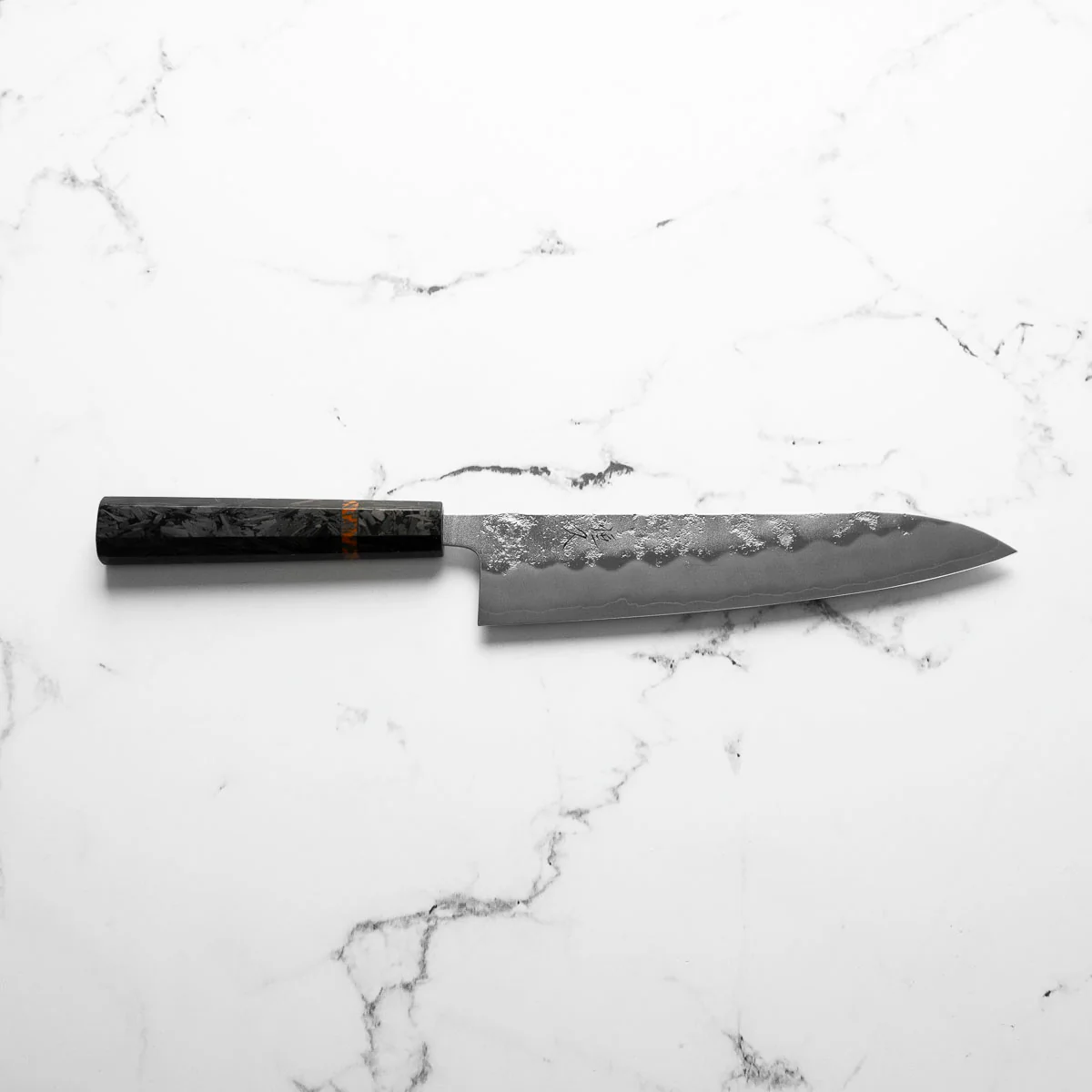 Tsunehisa Ginsan Nashiji Gyuto 210mm - Carbon Fibre - Image 4