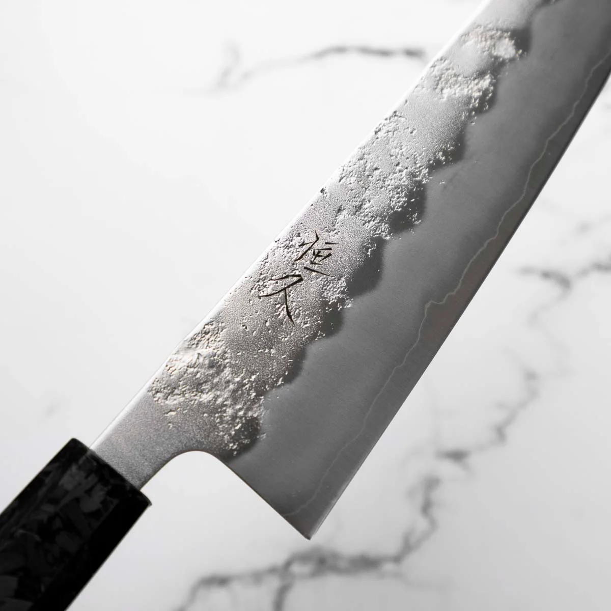 Tsunehisa Ginsan Nashiji Gyuto 210mm - Carbon Fibre - Image 5