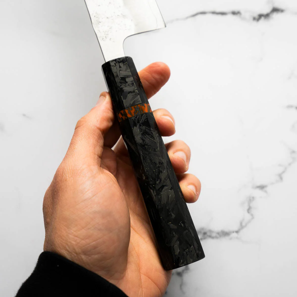 Tsunehisa Ginsan Nashiji Gyuto 210mm - Carbon Fibre - Image 6