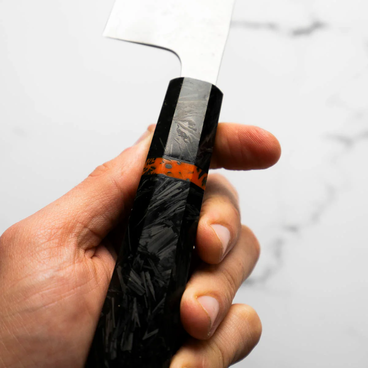 Tsunehisa Ginsan Nashiji Gyuto 210mm - Carbon Fibre - Image 7