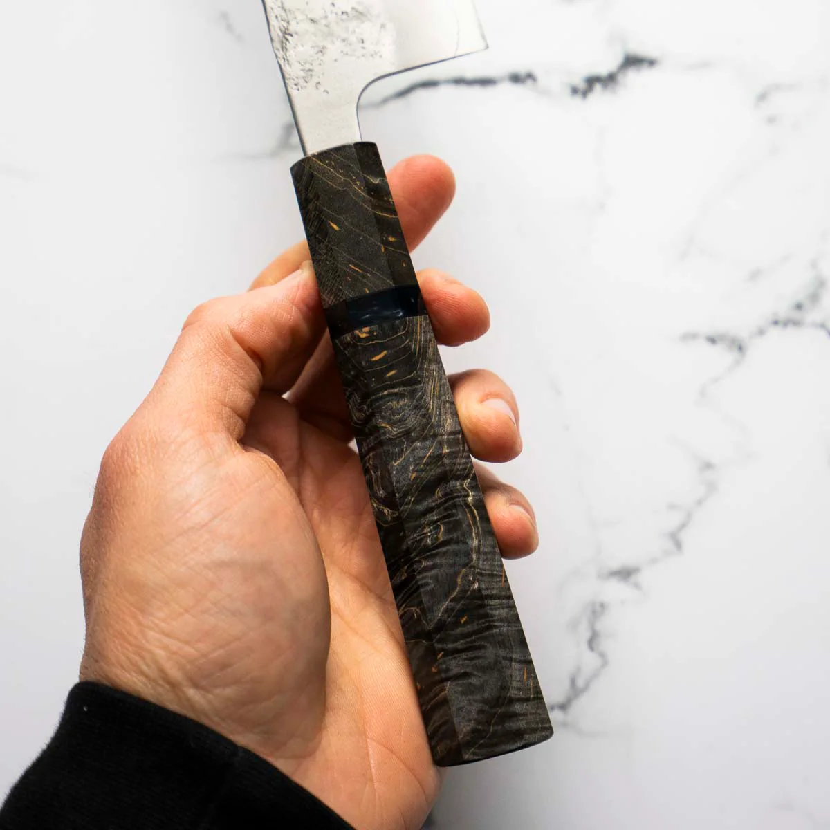 Tsunehisa Ginsan Nashiji Gyuto 210mm - Dark Maple - Image 6